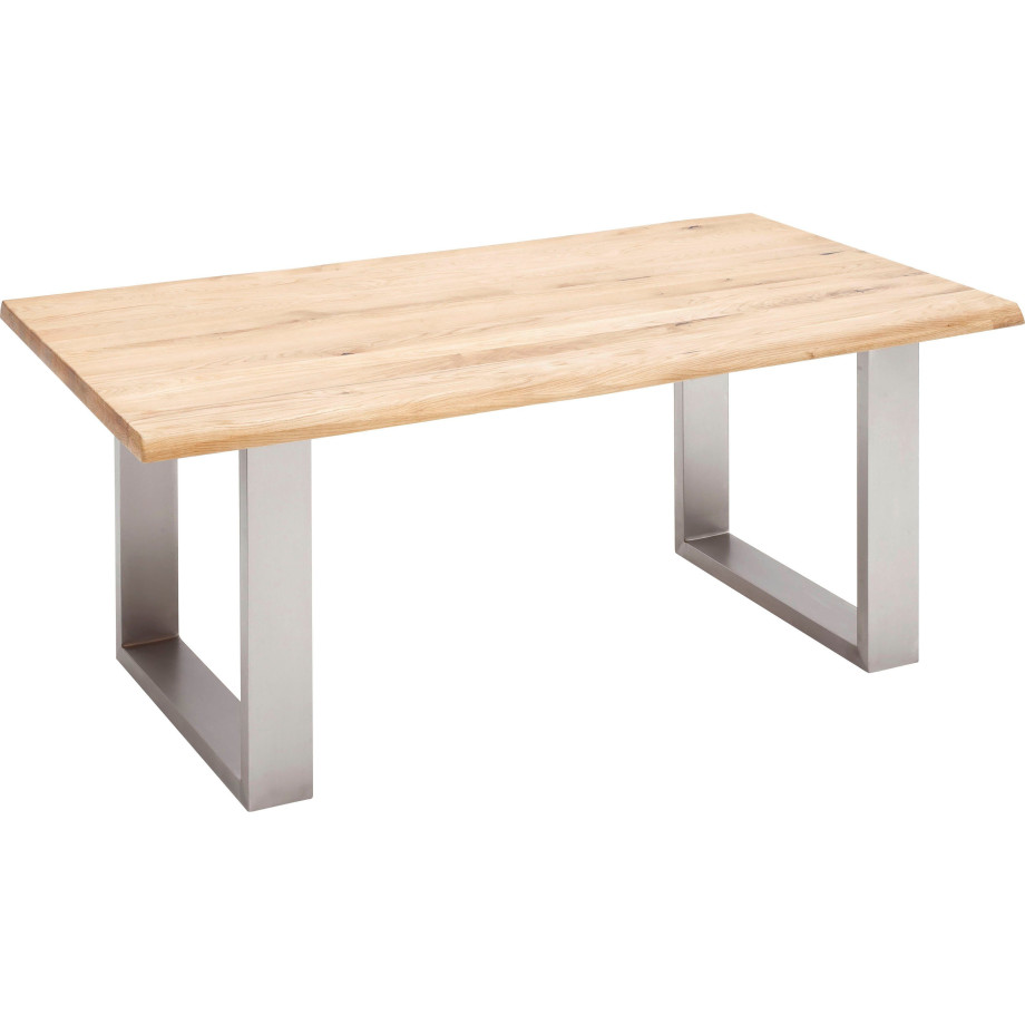 MCA furniture Eettafel Greta Eettafel massief hout met schaaldeel of rechte rand afbeelding 1