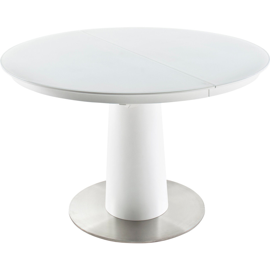 MCA furniture Eettafel Waris Eettafel rond met synchroon uittrek, matwit met veiligheidsglas afbeelding 1
