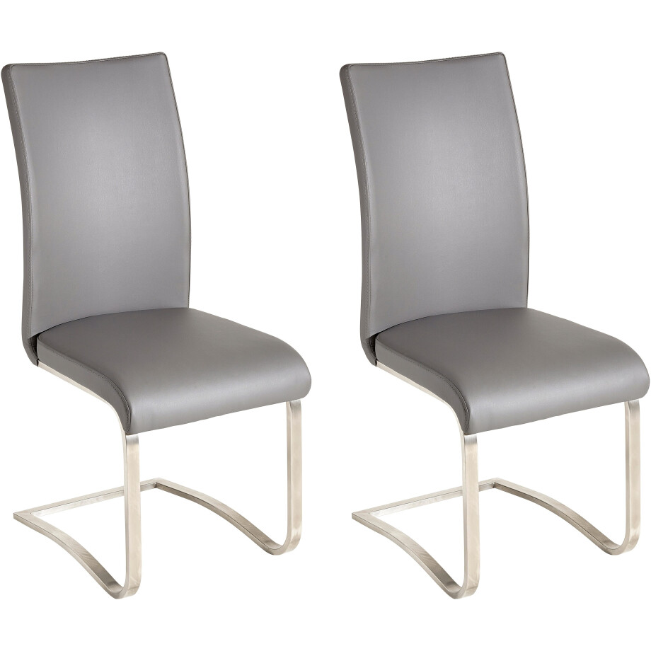 MCA furniture Vrijdragende stoel Arco Stoel overtrokken met echt leer, belastbaar tot 130 kg (2 stuks) afbeelding 1