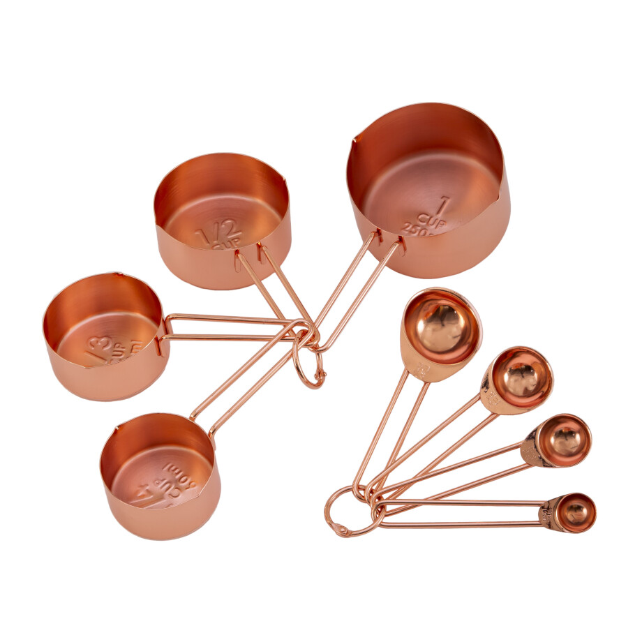 Krumble Maatcups en lepels - Set van 8 - RVS - Roségoud afbeelding 1