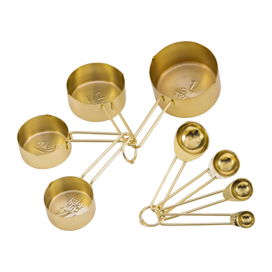Krumble Maatcups en lepels - Set van 8 - RVS - Goud afbeelding 1