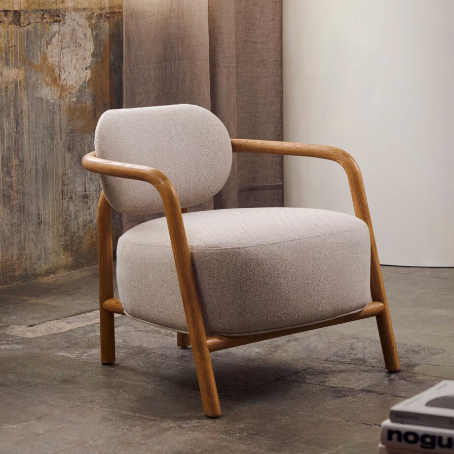 Kave Home Fauteuil 'Melqui' Eikenhout, kleur Beige Kave Home Fauteuil 'Melqui' Eikenhout, kleur Beige afbeelding 1