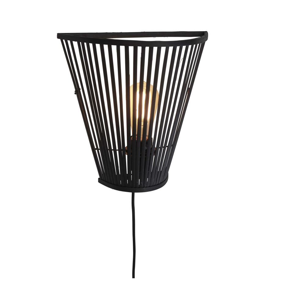 GOOD&MOJO Wandlamp 'Merapi' Bamboe, 30cm, kleur Zwart afbeelding 1