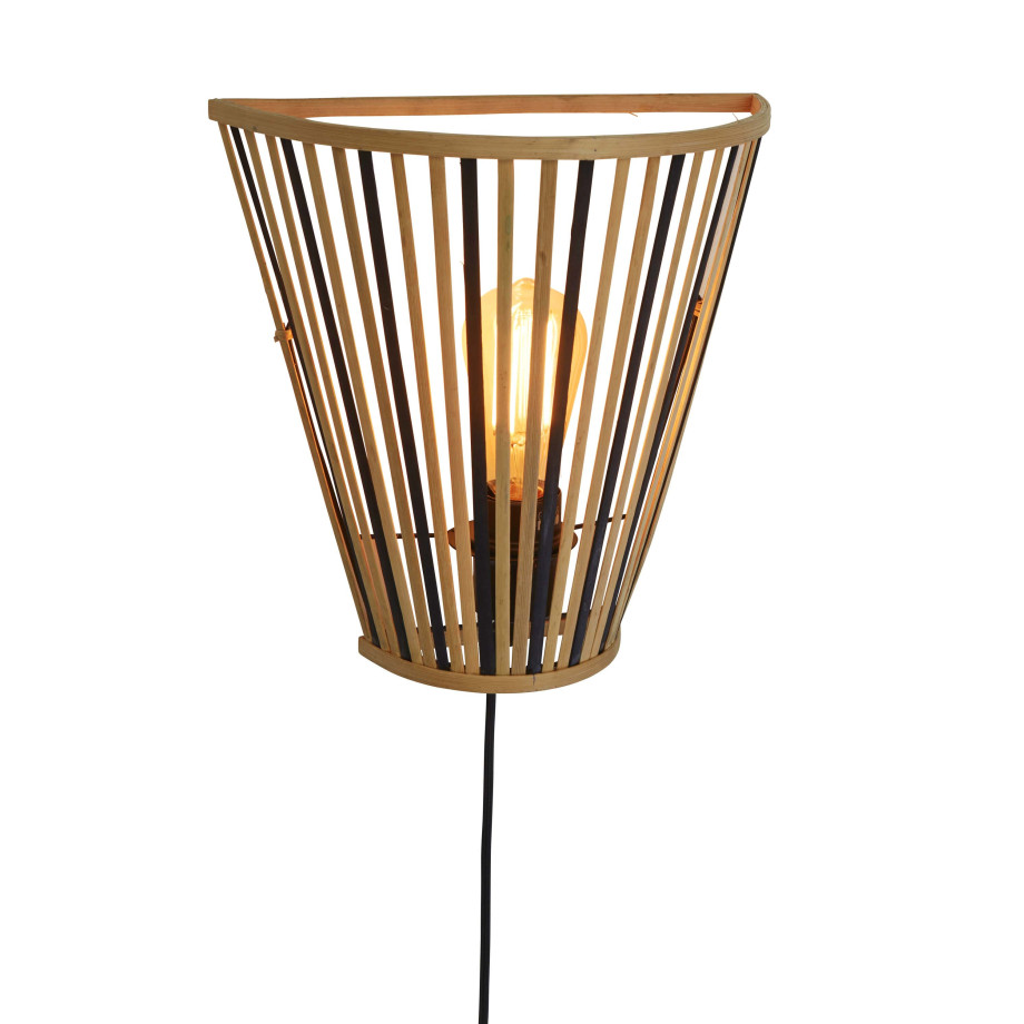 GOOD&MOJO Wandlamp 'Merapi' Bamboe, 30cm, kleur Naturel/Zwart afbeelding 1