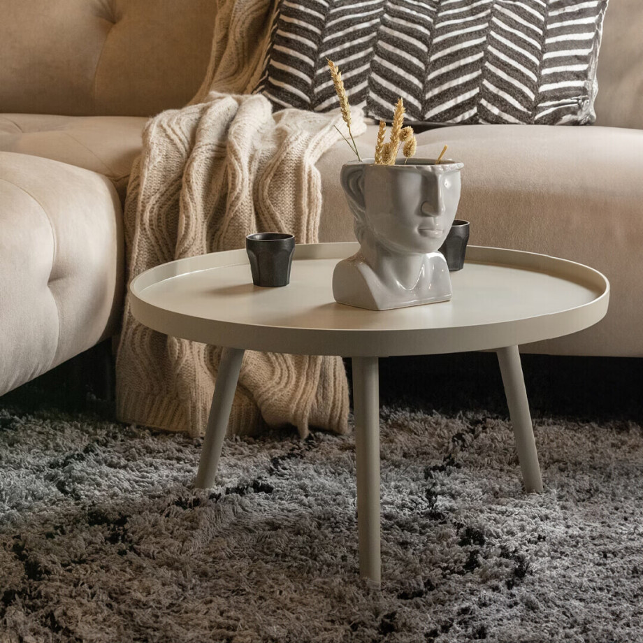 WOOOD Ronde Bijzettafel 'Mesa' Ø60cm, kleur Zand WOOOD Ronde Bijzettafel 'Mesa' Ø60cm, kleur Zand afbeelding 1