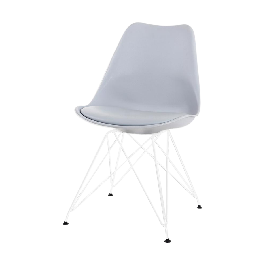 Metal eetkamerstoel lichtgrijs - wit onderstel Metal eetkamerstoel lichtgrijs - wit onderstel afbeelding 1