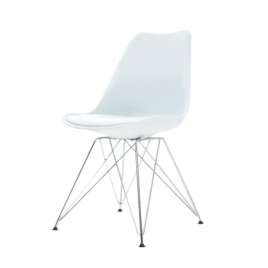 Metal eetkamerstoel wit - chroom onderstel Metal eetkamerstoel wit - chroom onderstel afbeelding 1