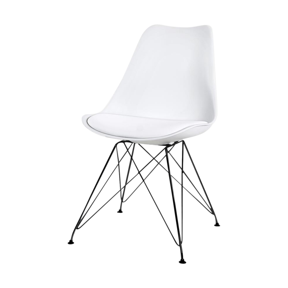 Metal eetkamerstoel wit - zwart onderstel afbeelding 1