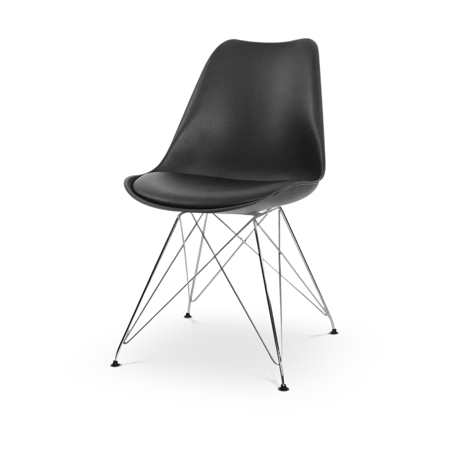 Metal eetkamerstoel zwart - chroom onderstel afbeelding 1