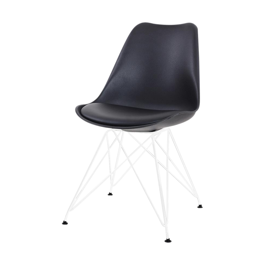 Metal eetkamerstoel zwart - wit onderstel Metal eetkamerstoel zwart - wit onderstel afbeelding 1