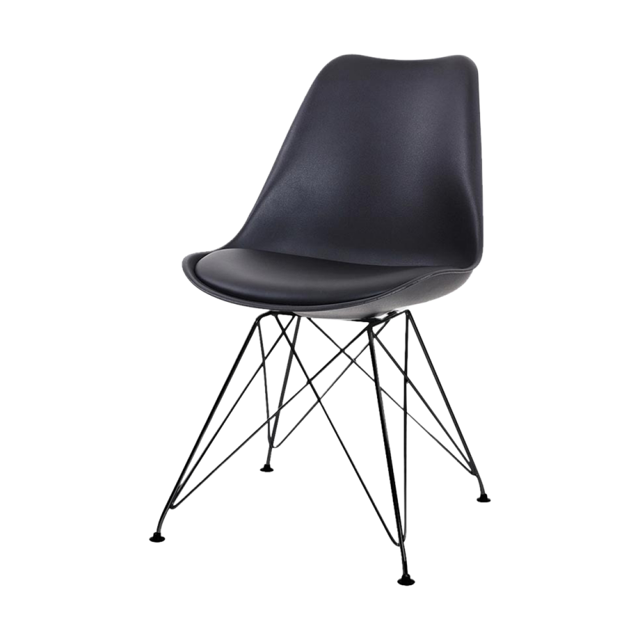 Metal eetkamerstoel zwart - zwart onderstel afbeelding 1