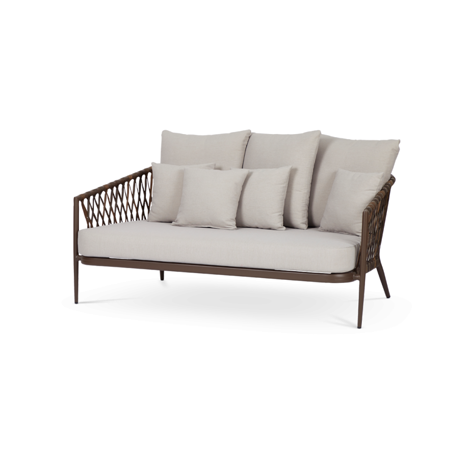 Mette rotan tuinbank beige - met zitkussens afbeelding 1