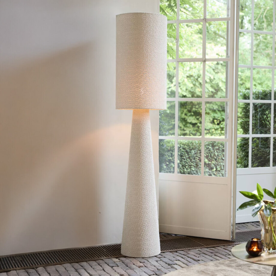Light & Living Vloerlamp 'Micky' Bouclé, 180cm, kleur Zand Light & Living Vloerlamp 'Micky' Bouclé, 180cm, kleur Zand afbeelding 1