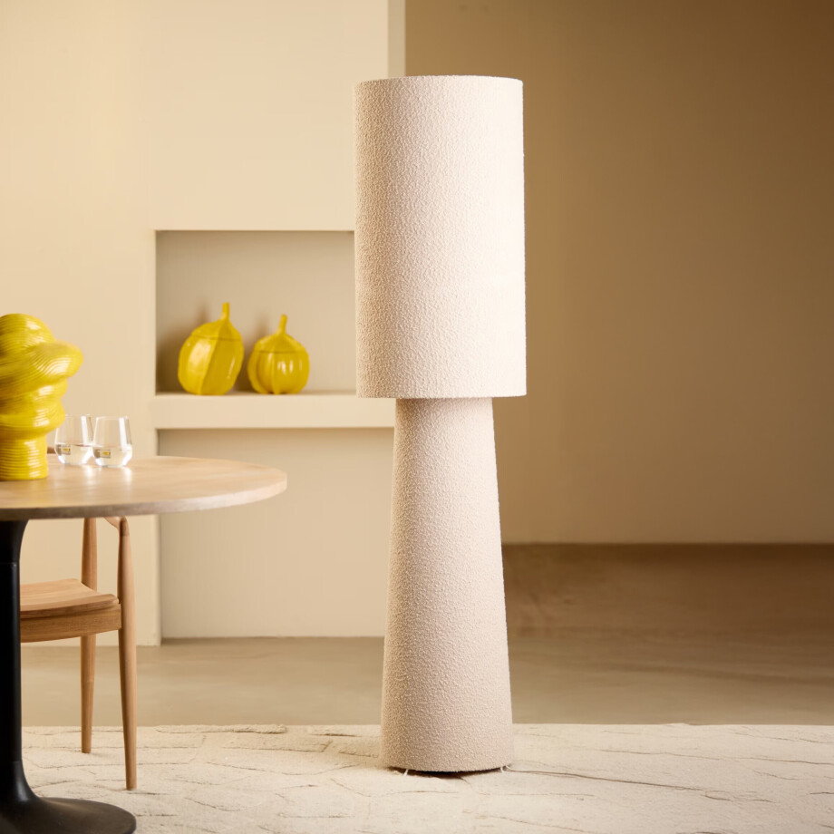 Light & Living Vloerlamp 'Mikkel' Bouclé, 165cm, kleur Crème Light & Living Vloerlamp 'Mikkel' Bouclé, 165cm, kleur Crème afbeelding 1