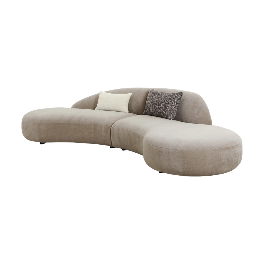 Milo zitbank met organische vorm beige - met 2 kussens - 318 cm Milo zitbank met organische vorm beige - met 2 kussens - 318 cm afbeelding 1