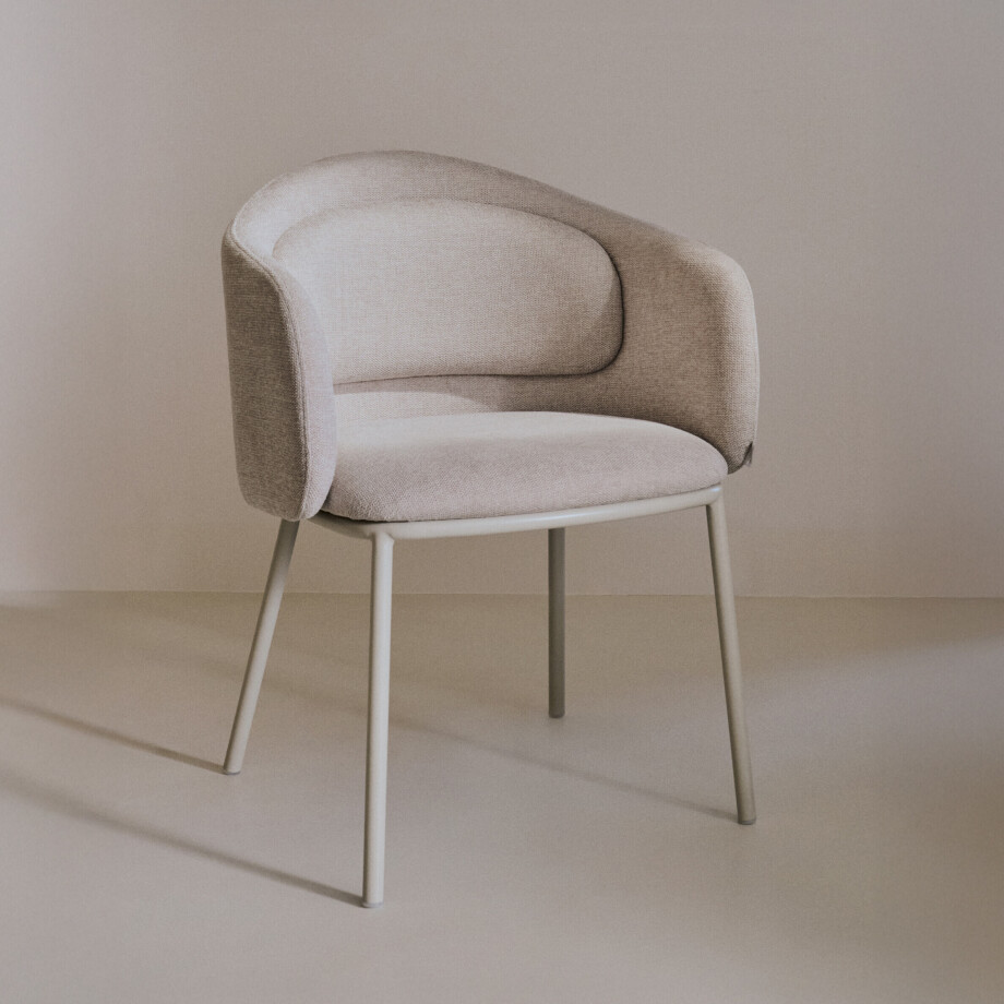 Kave Home Eetkamerstoel 'Minda' Chenille, kleur Beige afbeelding 1