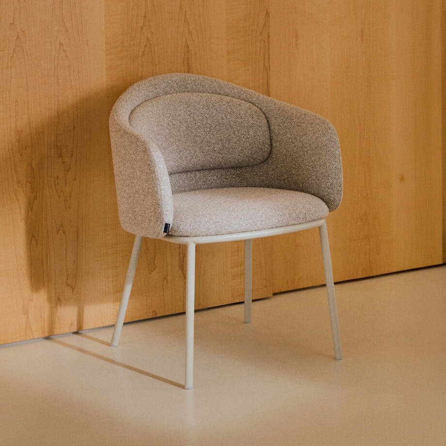 Kave Home Eetkamerstoel 'Minda' Grove Chenille, kleur Beige afbeelding 1