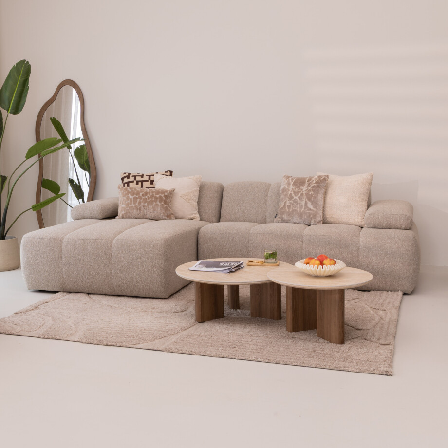 WOOOD Loungebank 'Mojo' Links, Bouclé, kleur Beige Melange afbeelding 1