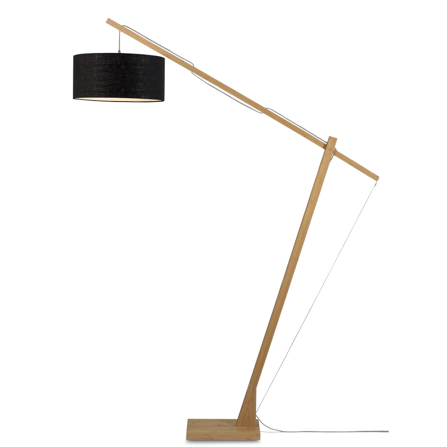 GOOD&MOJO Vloerlamp 'Montblanc' Bamboe en Eco linnen, 207cm, kleur Zwart GOOD&MOJO Vloerlamp 'Montblanc' Bamboe en Eco linnen, 207cm, kleur Zwart afbeelding 1