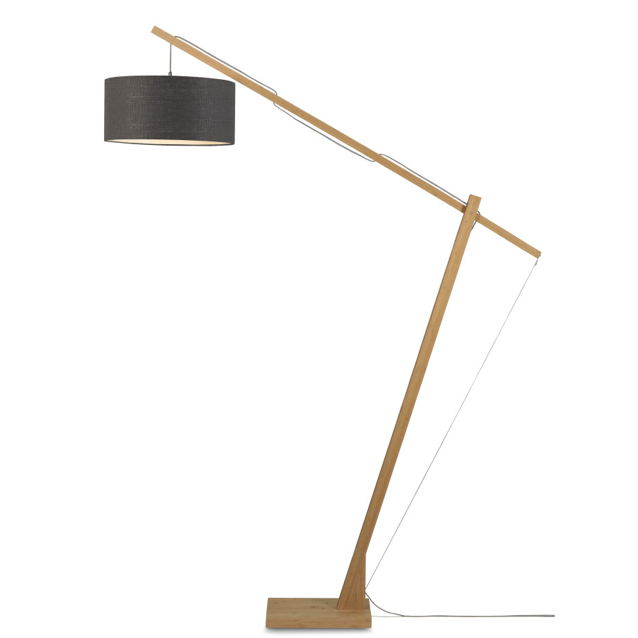 GOOD&MOJO Vloerlamp 'Montblanc' Bamboe en Eco linnen, 207cm, kleur Donkergrijs afbeelding 1