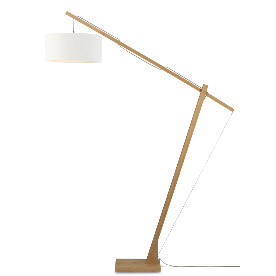 GOOD&MOJO Vloerlamp 'Montblanc' Bamboe en Eco linnen, 207cm, kleur Wit afbeelding 1