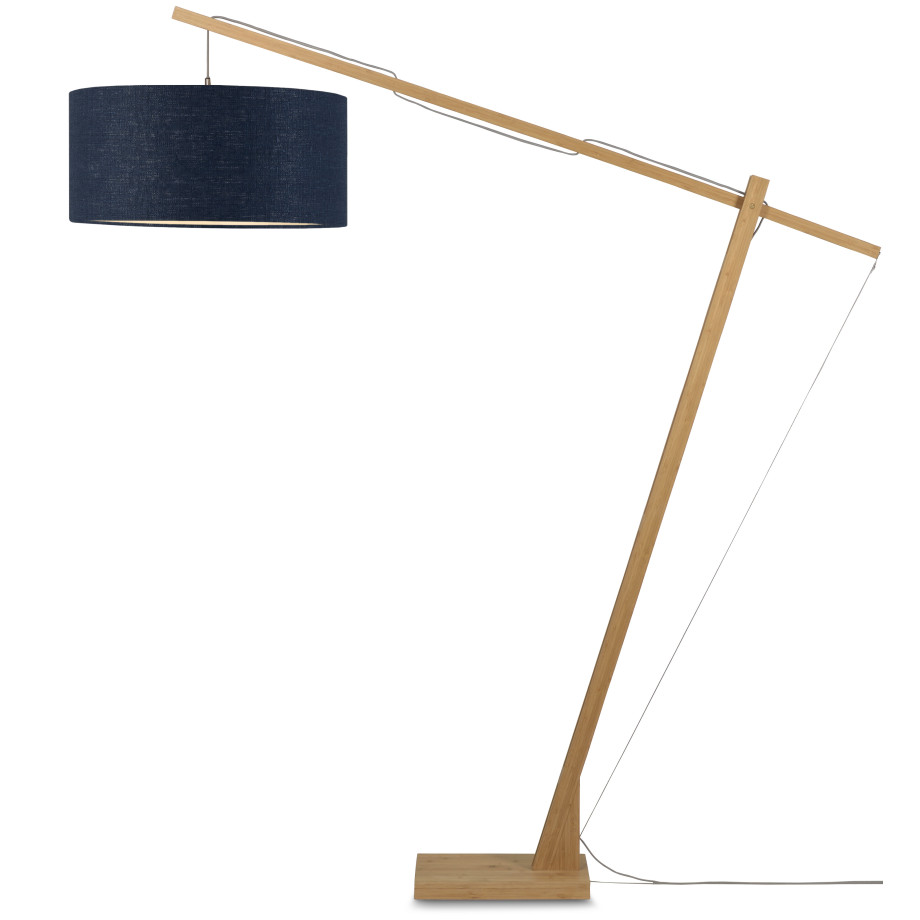 GOOD&MOJO Vloerlamp 'Montblanc' Bamboe en Eco linnen, 207cm, kleur Denimblauw afbeelding 1