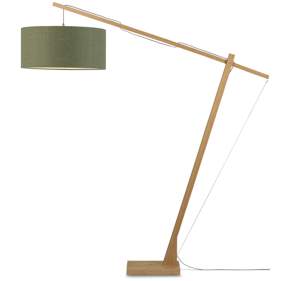GOOD&MOJO Vloerlamp 'Montblanc' Bamboe en Eco linnen, 207cm, kleur Groen GOOD&MOJO Vloerlamp 'Montblanc' Bamboe en Eco linnen, 207cm, kleur Groen afbeelding 1