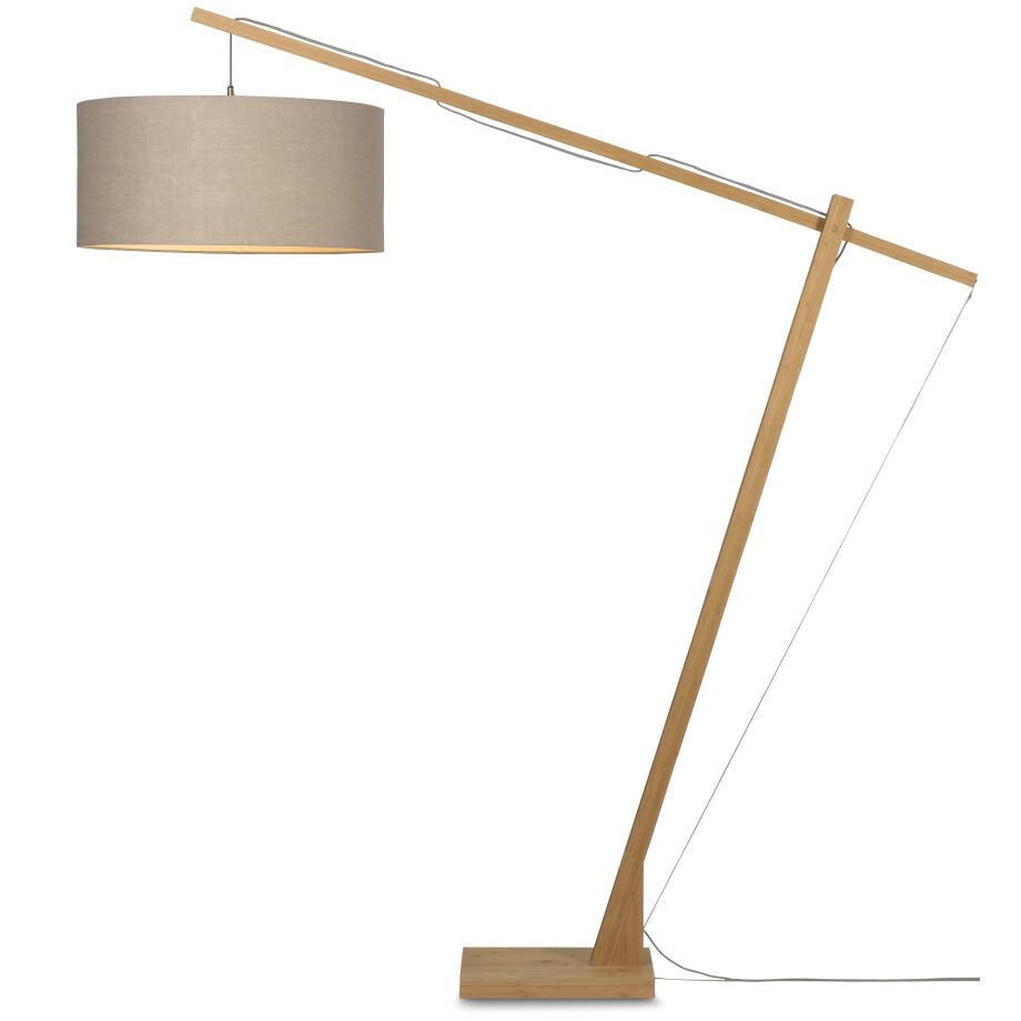 GOOD&MOJO Vloerlamp 'Montblanc' Bamboe en Eco linnen, 207cm, kleur Donkerbeige GOOD&MOJO Vloerlamp 'Montblanc' Bamboe en Eco linnen, 207cm, kleur Donkerbeige afbeelding 1
