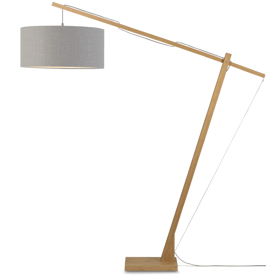 GOOD&MOJO Vloerlamp 'Montblanc' Bamboe en Eco linnen, 207cm, kleur Lichtgrijs afbeelding 1