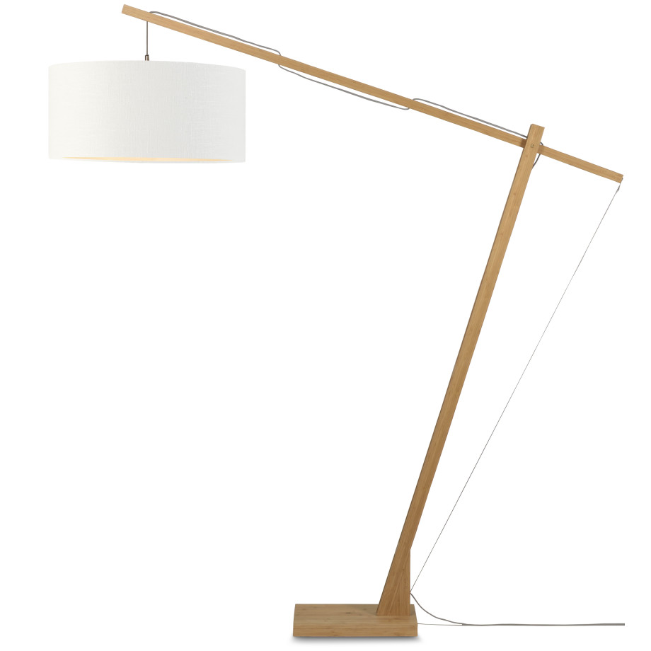 GOOD&MOJO Vloerlamp 'Montblanc' Bamboe en Eco linnen, 207cm, kleur Wit afbeelding 1