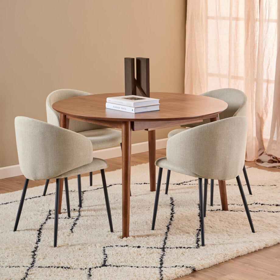 Bendt Uitschuifbare Ronde Eettafel 'Montreux' Walnoot, 115-154 x 115cm, kleur Bruin afbeelding 1