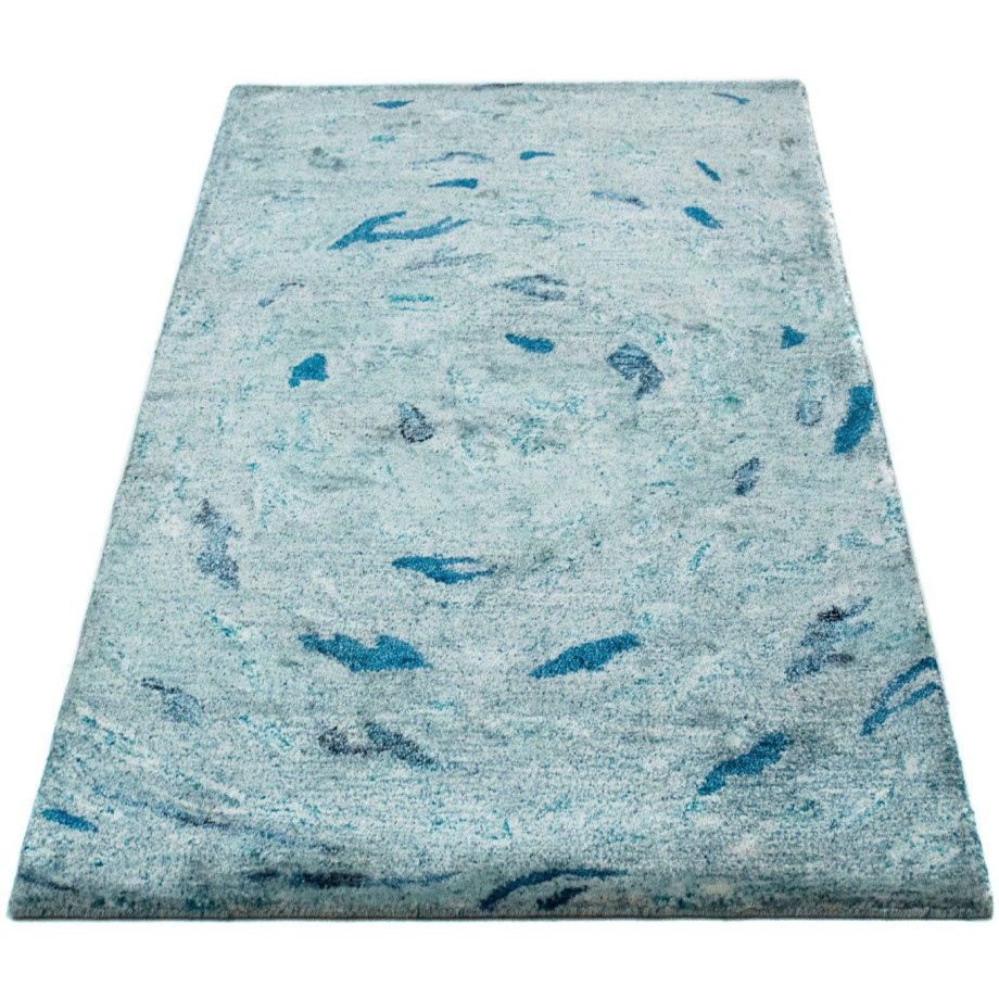 morgenland Wollen kleed Design-vloerkleed met de hand geknoopt turquoise afbeelding 1