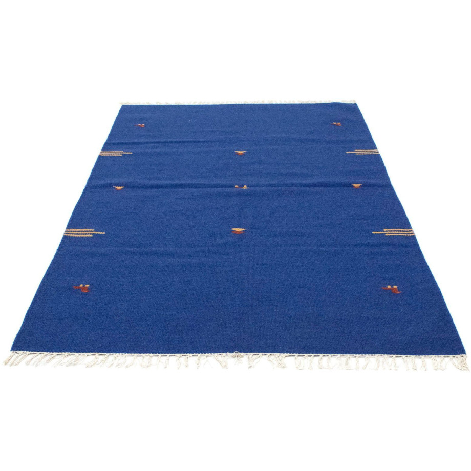 morgenland Wollen kleed Kelim vloerkleed met de hand geweven blauw afbeelding 1