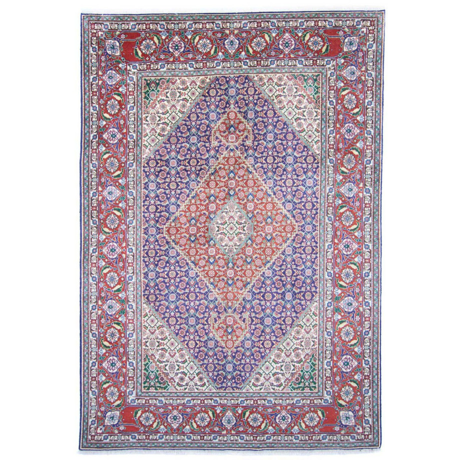 morgenland Wollen kleed Tabriz 40 Raj medaillon Blu 300 x 200 cm afbeelding 1