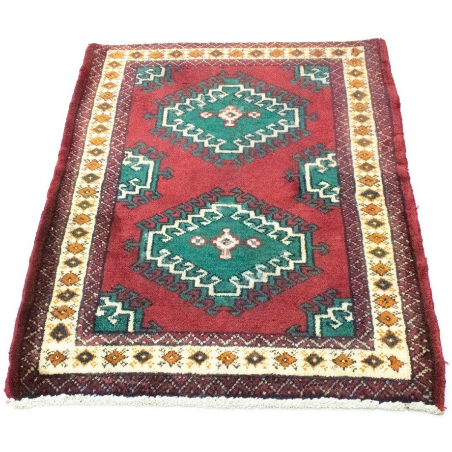 morgenland Wollen kleed Turkaman vloerkleed met de hand geknoopt rood afbeelding 1