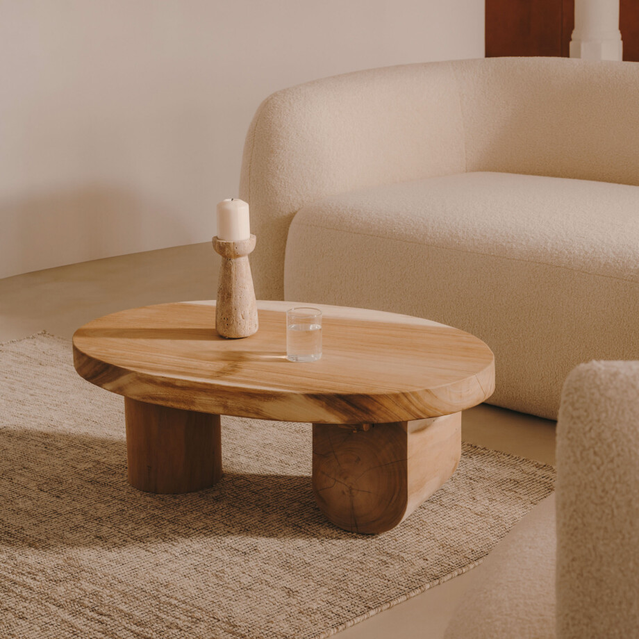 Kave Home Salontafel 'Mosi' Mungurhout, 90 x 60cm, kleur Naturel afbeelding 1