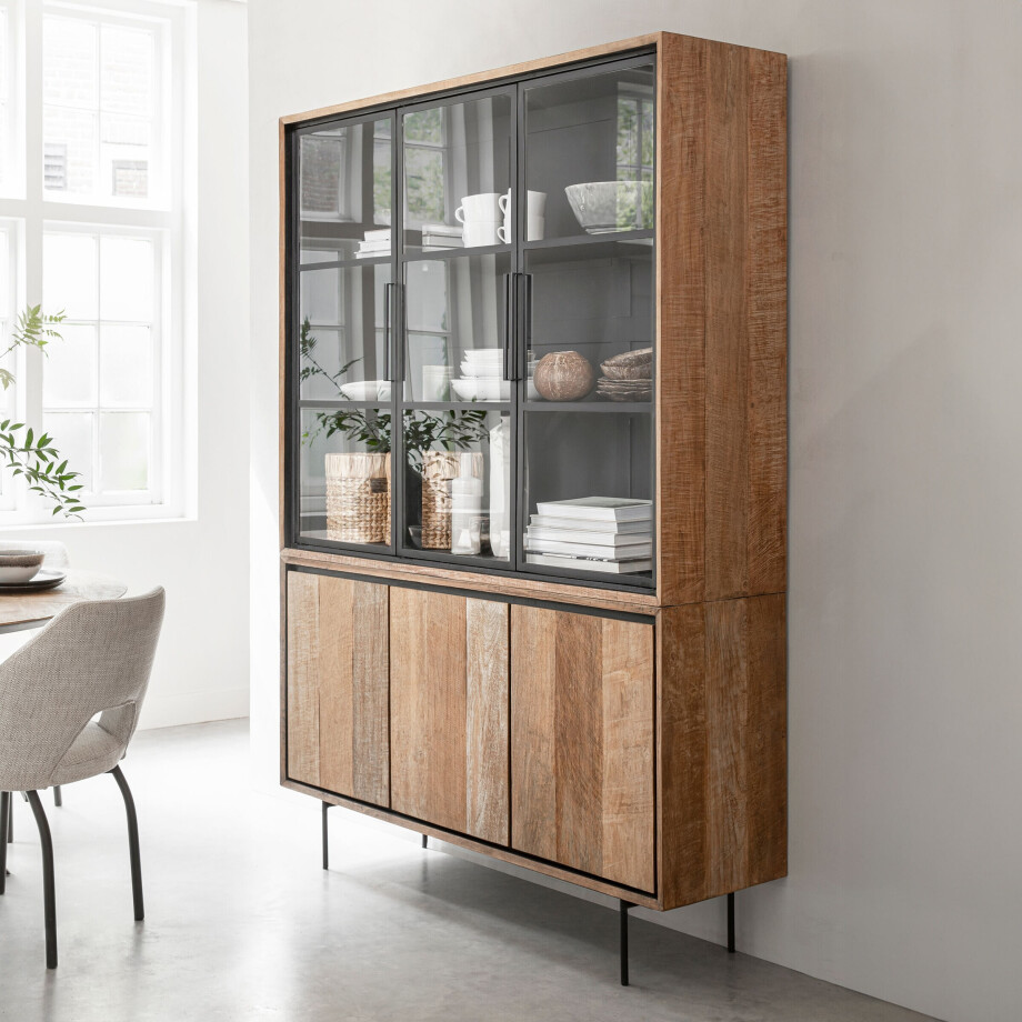 DTP Home Vitrinekast 'Metropole' Teakhout, 210 x 140cm DTP Home Vitrinekast 'Metropole' Teakhout, 210 x 140cm afbeelding 1