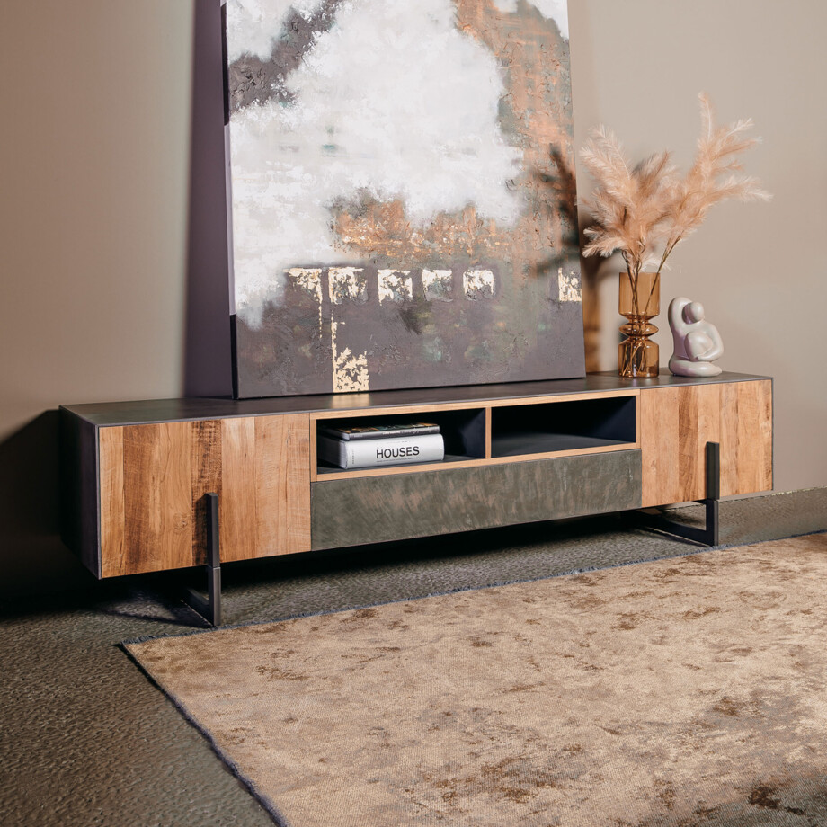 Tower Living TV-meubel 'Ora' Gerecycled Teak, 222 cm Tower Living TV-meubel 'Ora' Gerecycled Teak, 222 cm afbeelding 1