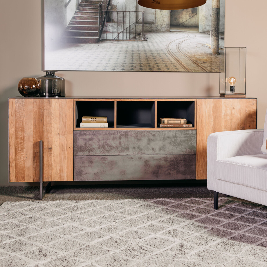 Tower Living Dressoir 'Ora' Gerecycled Teakhout, 222cm Tower Living Dressoir 'Ora' Gerecycled Teakhout, 222cm afbeelding 1