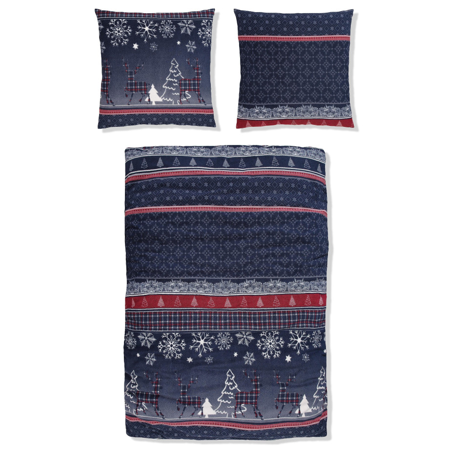 my home Overtrekset Chrissy in mt. 135x200 of 155x220 cm, ideaal voor de kerstdagen Fleece behaaglijk warm in de winter, kerstdekbedovertrek, winter (2-delig) afbeelding 1