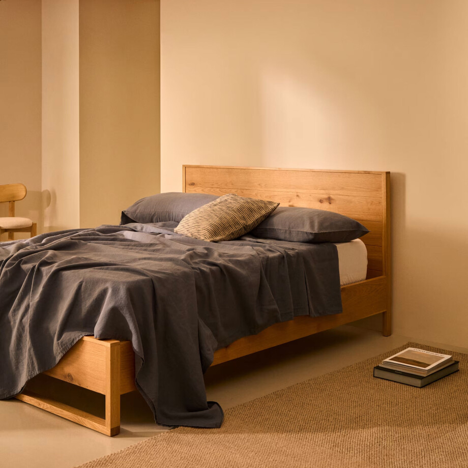 Kave Home Bed 'Alguema' Eiken, 160 x 200cm afbeelding 