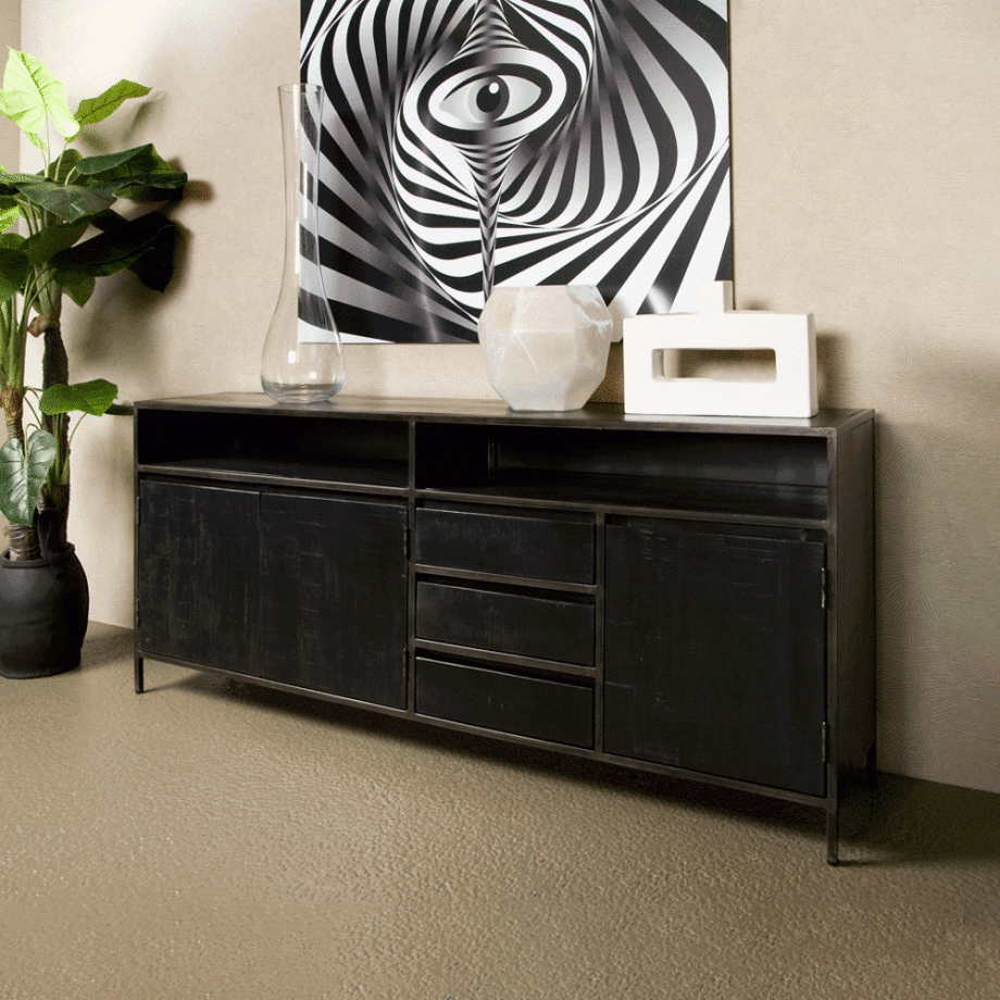 Tower Living Dressoir 'Paterno' kleur Zwart Tower Living Dressoir 'Paterno' kleur Zwart afbeelding