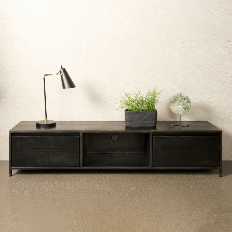 Tower Living TV-meubel 'Paterno' kleur Zwart, 180cm Tower Living TV-meubel 'Paterno' kleur Zwart, 180cm afbeelding