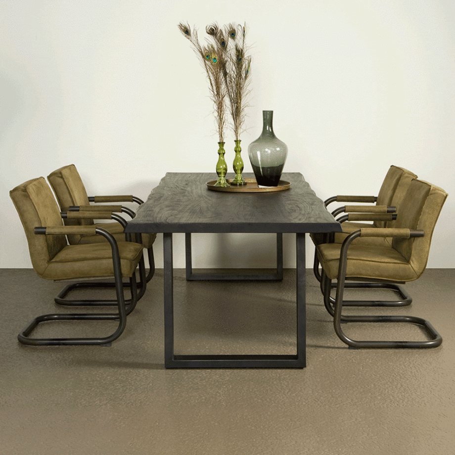 Tower Living Eettafel 'Ultimo' kleur Zwart, 220 x 100cm Tower Living Eettafel 'Ultimo' kleur Zwart, 220 x 100cm afbeelding