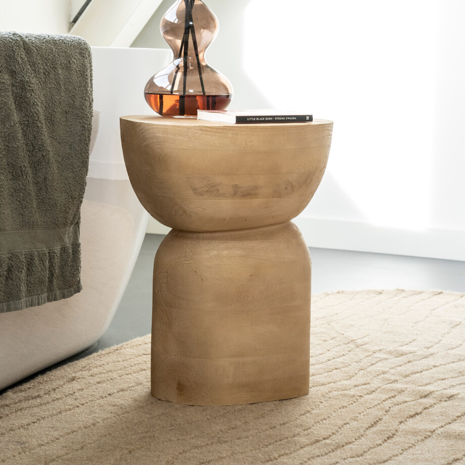 By-Boo Bijzettafel 'Cobble' Mangohout, 37 x 30cm, kleur Naturel afbeelding 1