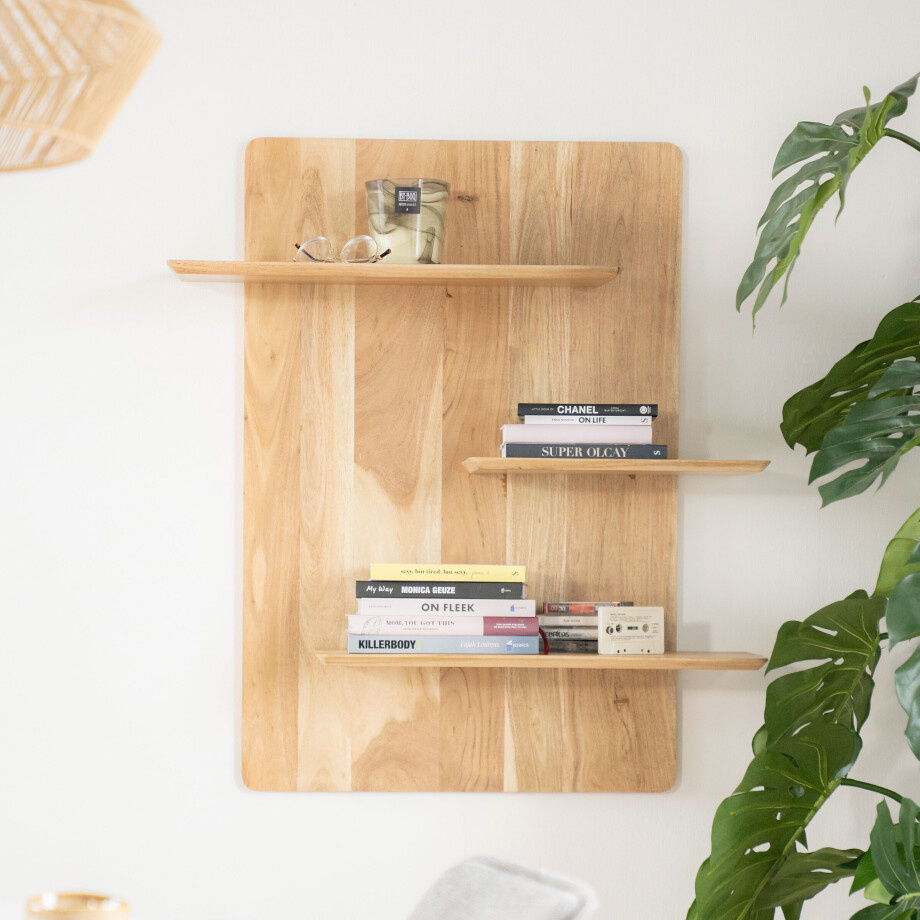 By-Boo Wandplank 'Seco' Acaciahout, kleur Naturel afbeelding 1