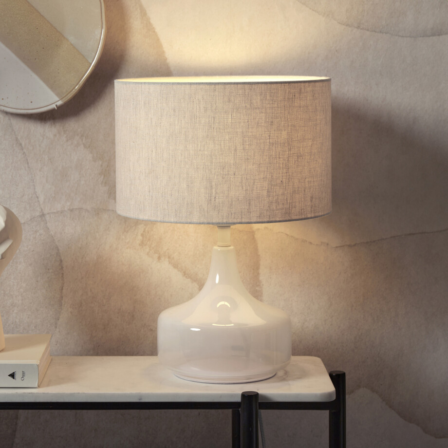 its about RoMi Tafellamp 'Reykjavik' Linnen, 46cm, kleur Beige afbeelding 1