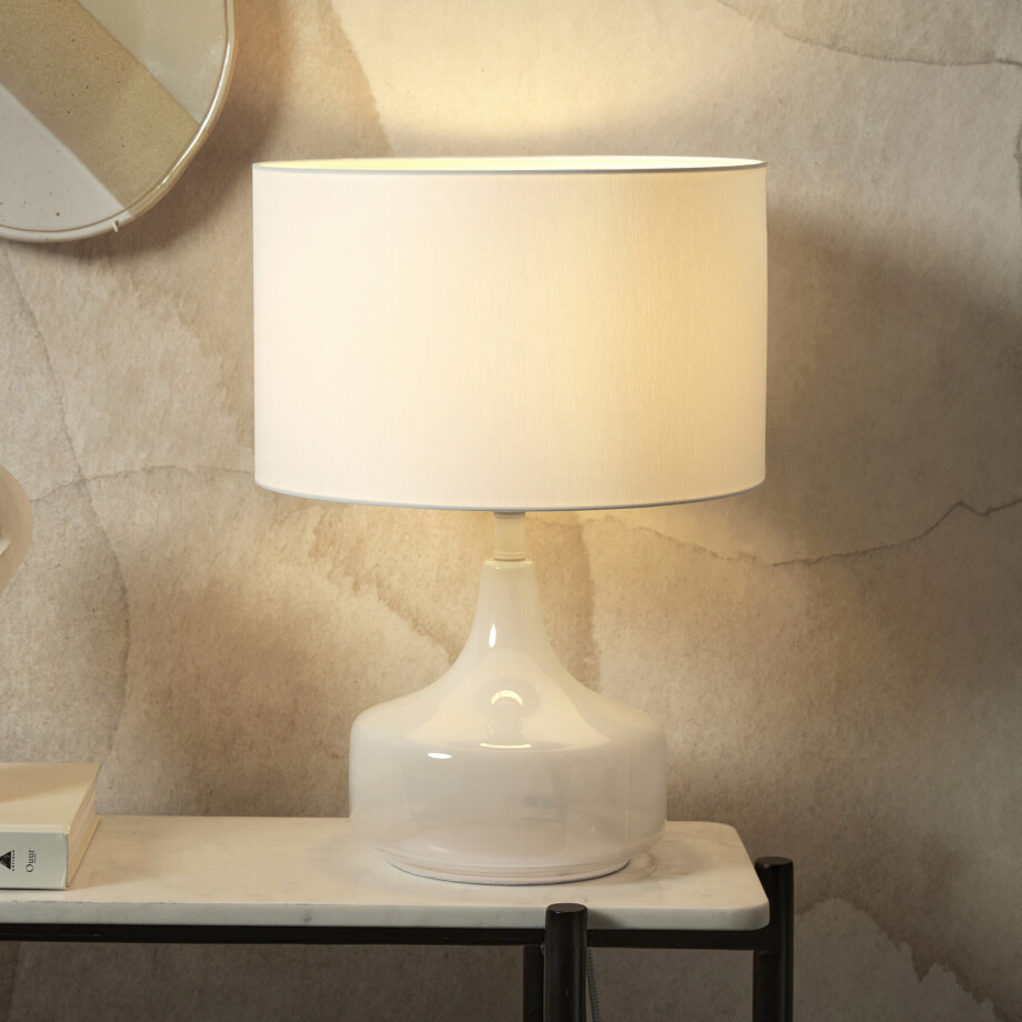 its about RoMi Tafellamp 'Reykjavik' Linnen, 46cm, kleur Wit afbeelding 1