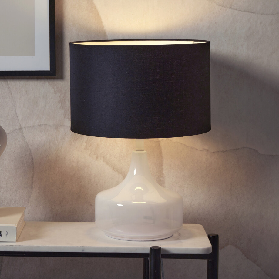 its about RoMi Tafellamp 'Reykjavik' Linnen, 46cm, kleur Zwart afbeelding 1