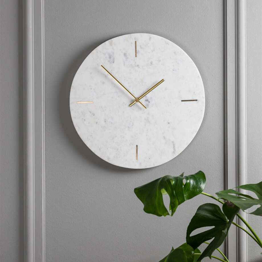 Light & Living Klok 'Moreno' Marmer, kleur Wit afbeelding 1
